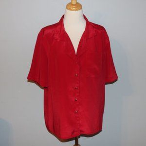 Cymbrion Size 14 True Red Front Button Closure Shirt Top